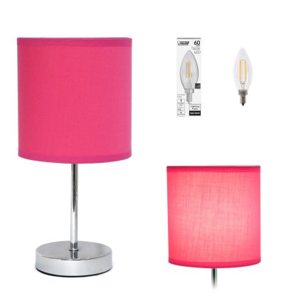 Chrome Mini Basic Bright Pink Table Lamp - Image 2