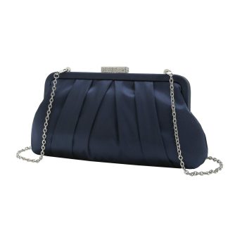 Classic Crinkled Satin Navy Clutch
