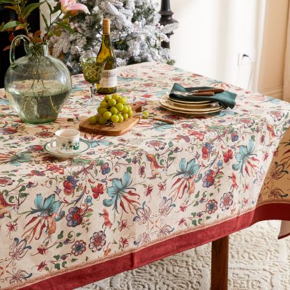 Colorful Rectangular Floral Reindeer Waterproof Tablecloth - Image 5