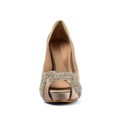 Dark Champagne Open Toe Wedding High Heels - Image 3