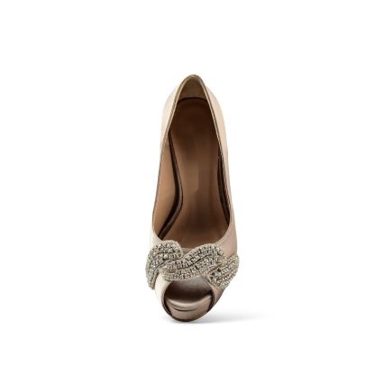 Dark Champagne Open Toe Wedding High Heels - Image 4