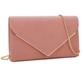 Dusty Rose evening bag with metal trim