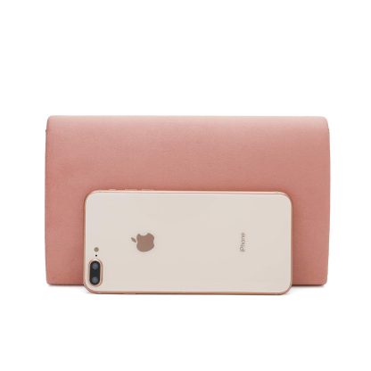Dusty Rose evening bag with metal trim - Image 2