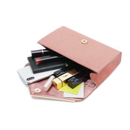 Dusty Rose evening bag with metal trim - Image 4