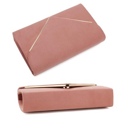 Dusty Rose evening bag with metal trim - Image 3