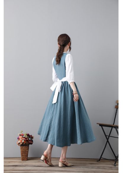 Elegant blue linen princess dress - Image 6
