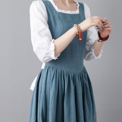 Elegant blue linen princess dress - Image 5