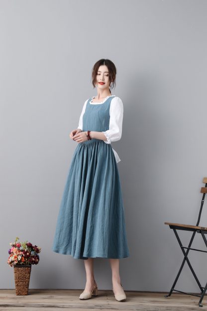 Elegant blue linen princess dress - Image 4