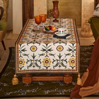 European coffee floral pattern rectangular tablecloth