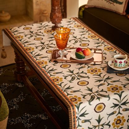 European coffee floral pattern rectangular tablecloth - Image 2