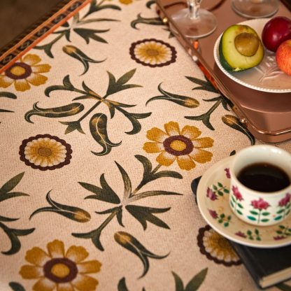 European coffee floral pattern rectangular tablecloth - Image 5