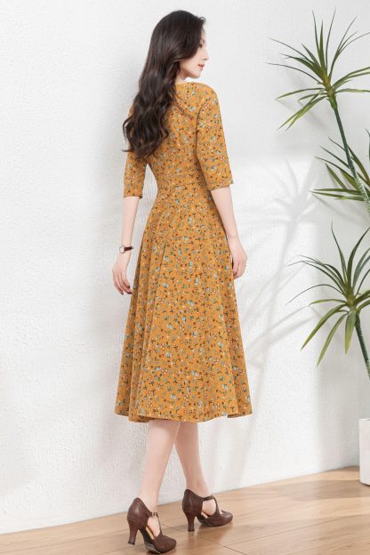 Fitted floral linen dress - Image 7