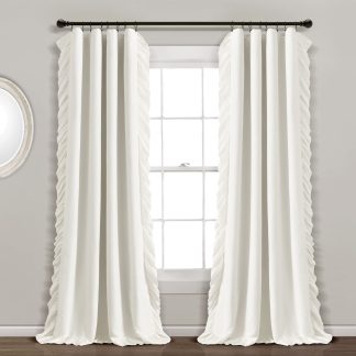 Flowing blackout white curtains