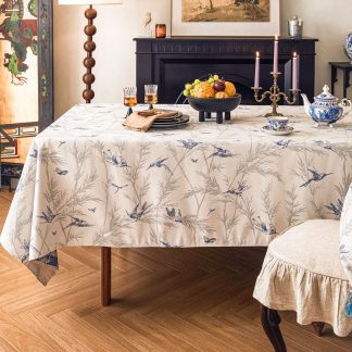 French country style elegant spring bird flower tablecloth