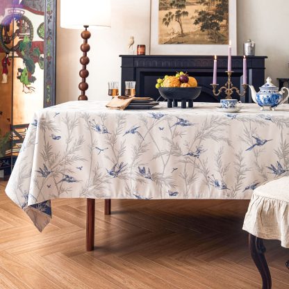 French country style elegant spring bird flower tablecloth - Image 3