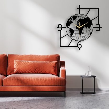 Geometric World Map Wall Clock - Image 2