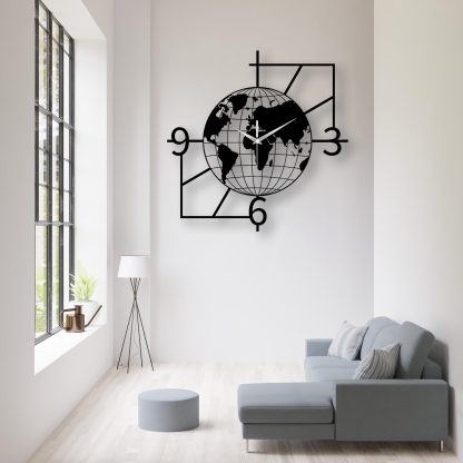 Geometric World Map Wall Clock - Image 4