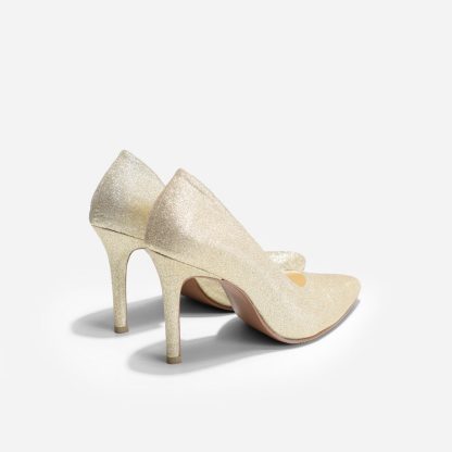 Gold Sequin Wedding Heels - Image 3