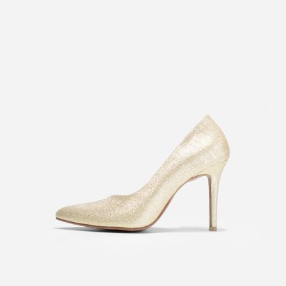 Gold Sequin Wedding Heels - Image 4
