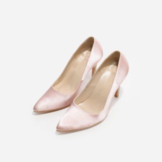 Gold Sequined Nude Satin Bridal Pumps