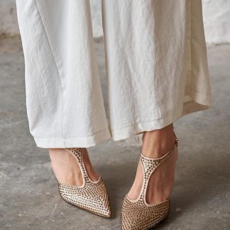 Gold pointed high heels