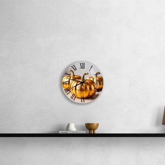 Golden Pumpkin Wall Clock