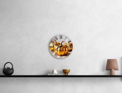 Golden Pumpkin Wall Clock