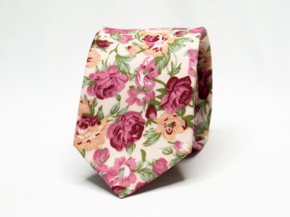 Cream Pink Floral Tie