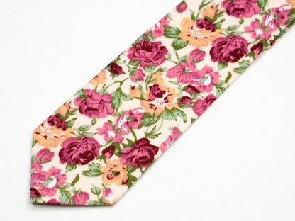 Cream Pink Floral Tie - Image 4