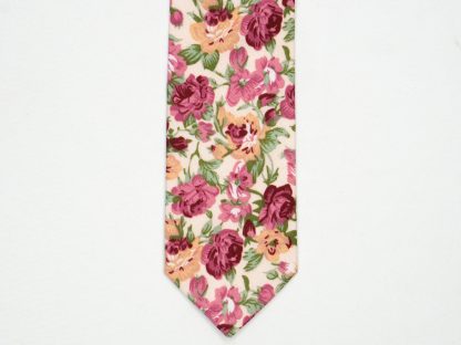 Cream Pink Floral Tie - Image 3
