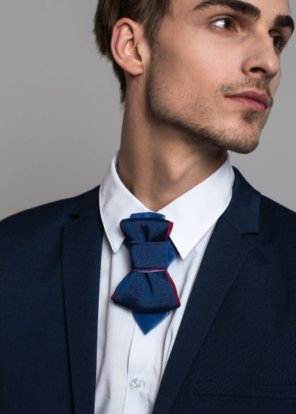 Men's elegant blue bow tie