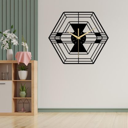 Handcrafted Oversized Geometric Clock - Image 3