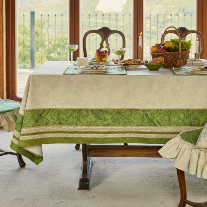 Housewarming gift green off-white waterproof tablecloth - Image 6