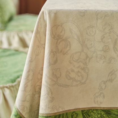 Housewarming gift green off-white waterproof tablecloth - Image 5
