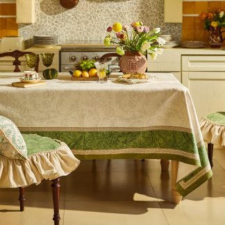 Housewarming gift green off-white waterproof tablecloth