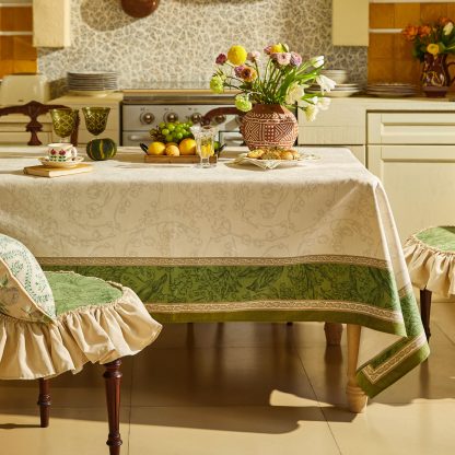 Housewarming gift green off-white waterproof tablecloth