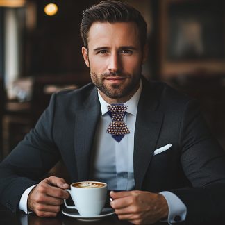 Blue Brown Elegant Triangle Bow Tie