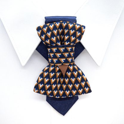 Blue Brown Elegant Triangle Bow Tie - Image 5