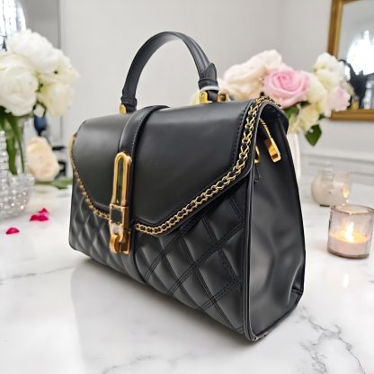 Women's black leather shoulder bag - Image 6