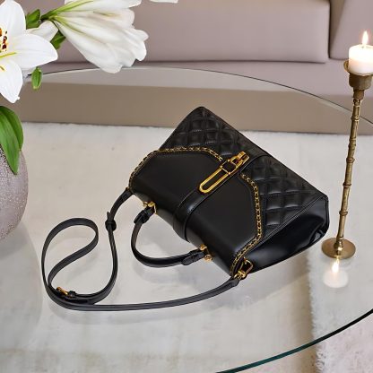 Women's black leather shoulder bag - Image 4