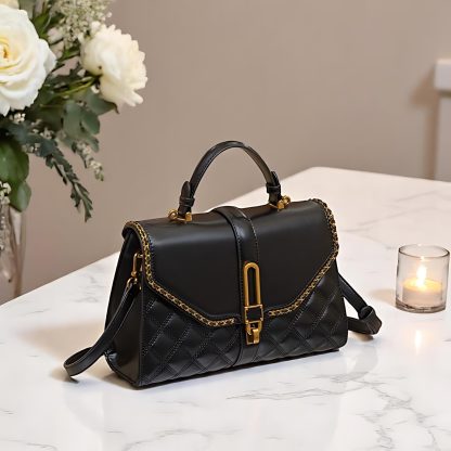 Women's black leather shoulder bag - Image 3