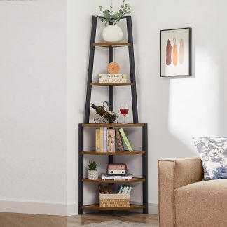 Industrial bookshelf with metal frame