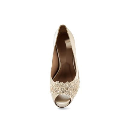 Ivory Beige Lace Wedding Shoes - Image 2
