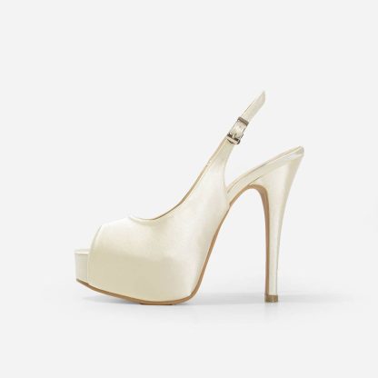Ivory Satin Wedding Women's High Heels - Image 4