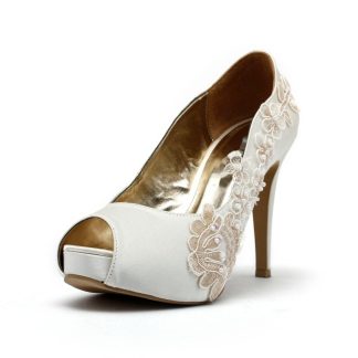 Ivory lace bridal high heels