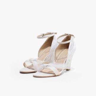 Ivory wedge bridal shoes