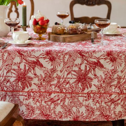 Jacquard tablecloth red elegant style tablecloth - Image 4