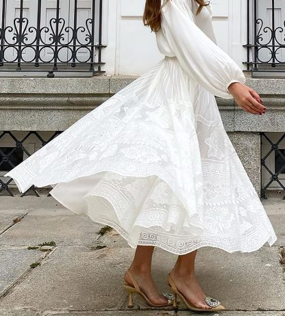 Ladies Elegant Lace Thin A-Line Party Maxi Dress - Image 3
