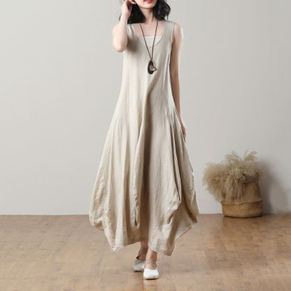 Ladies Summer Loose Linen Long Dress