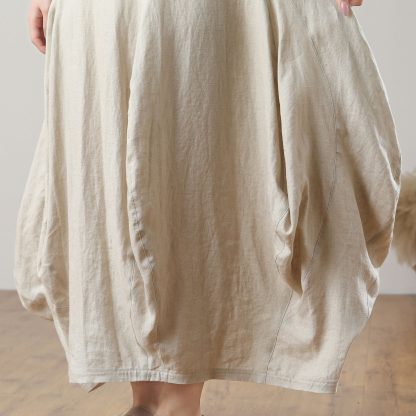 Ladies Summer Loose Linen Long Dress - Image 3